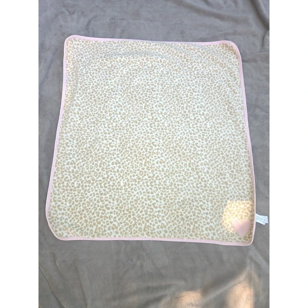 Just One You Carters Tan Leopard Cheetah Baby Blanket Lovey Pink Heart